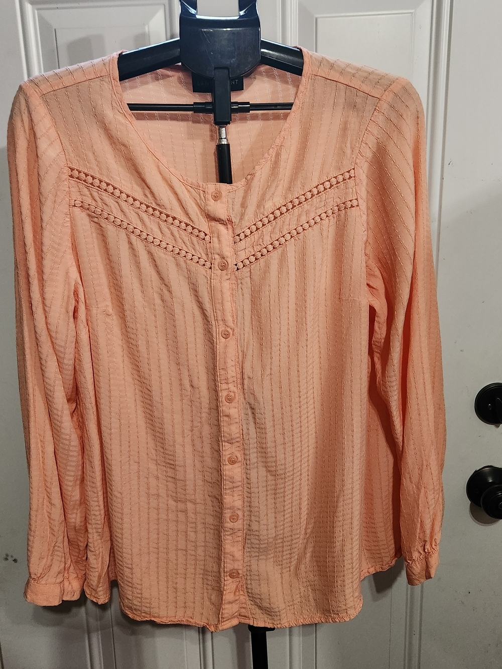 Lane Bryant Peach Button-Front Textured Blouse